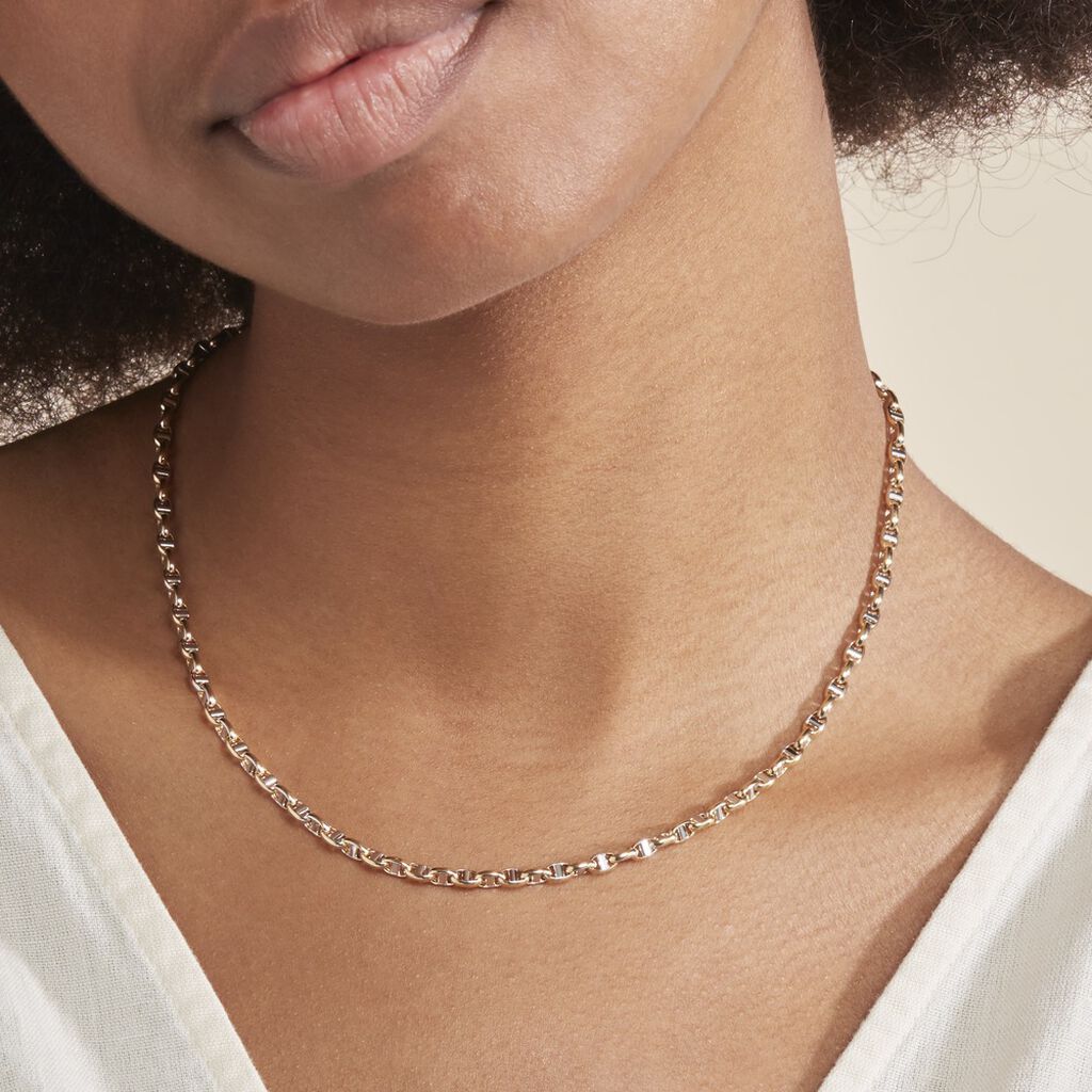 Collier Carlo Or Bicolore Maille Marine Ronde - Spannringe Damen | OROVIVO