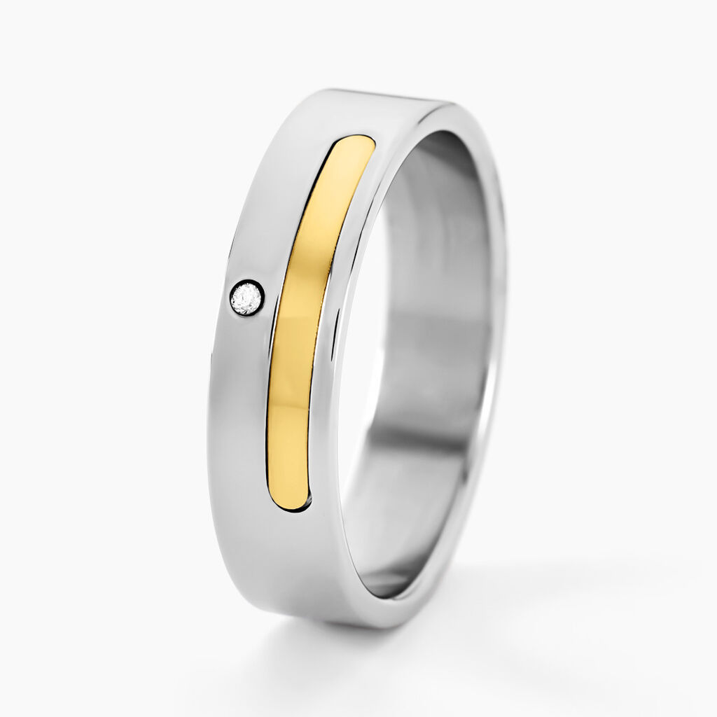 Bague Jourdan Ahou Acier Blanc Diamant - Spannringe Herren | OROVIVO