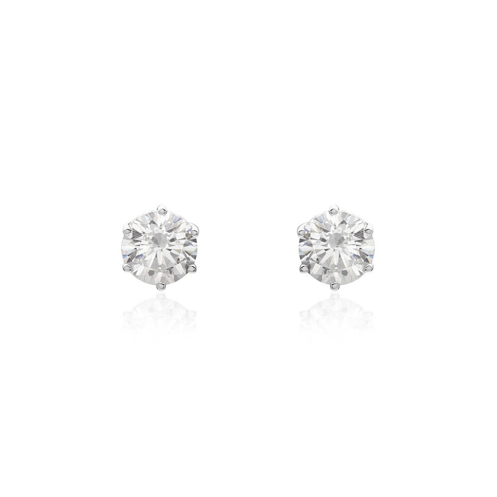 Damen Ohrring Ohrhänger Stecker rund Zirkonia weiß pl Weißgold DOL1037-C T::A 