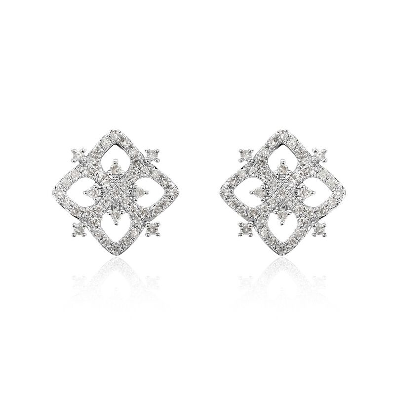 Boucles D'oreilles Puces Vasya Or Weiss Diamant - Spannringe Damen | OROVIVO