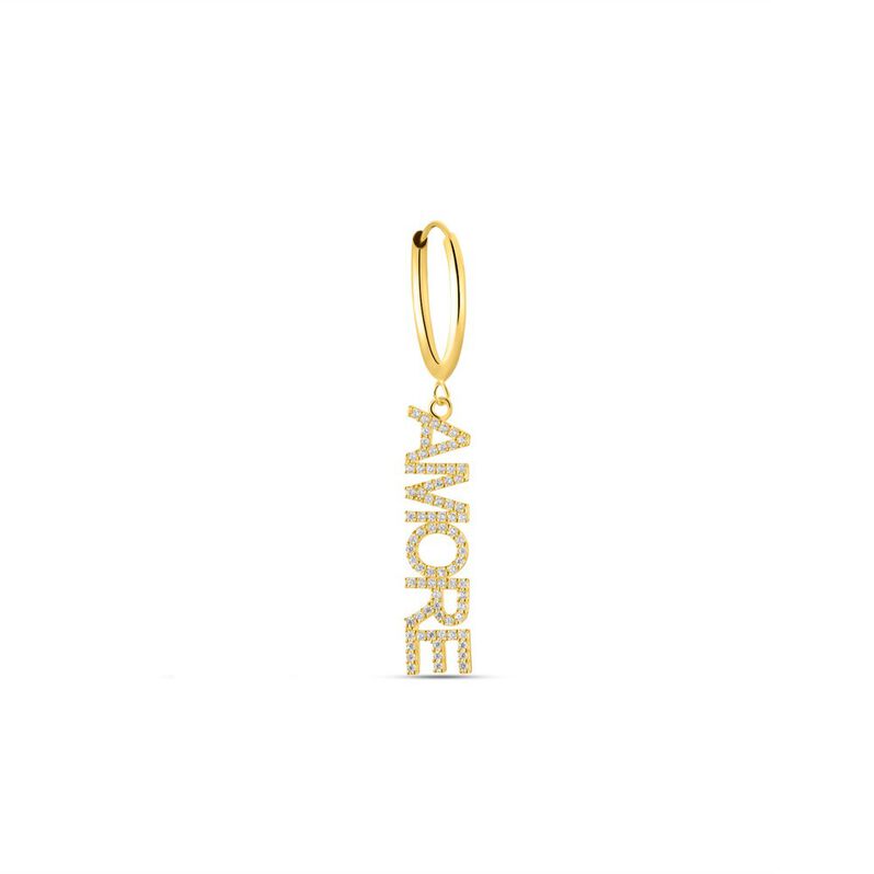 Mono Orecchino A Cerchio Toujours Oro Giallo Cubic Zirconia - Spannringe Damen | OROVIVO
