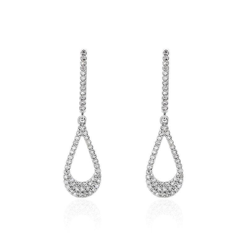 Boucles D'oreilles Pendantes Or Weiss Abilene Diamants - Spannringe Damen | OROVIVO