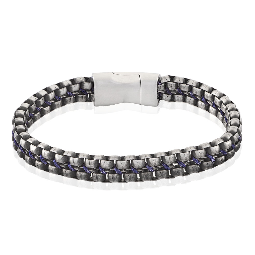 ANGELINO Herren Armband Edelstahl Grau, Armband ohne Stein