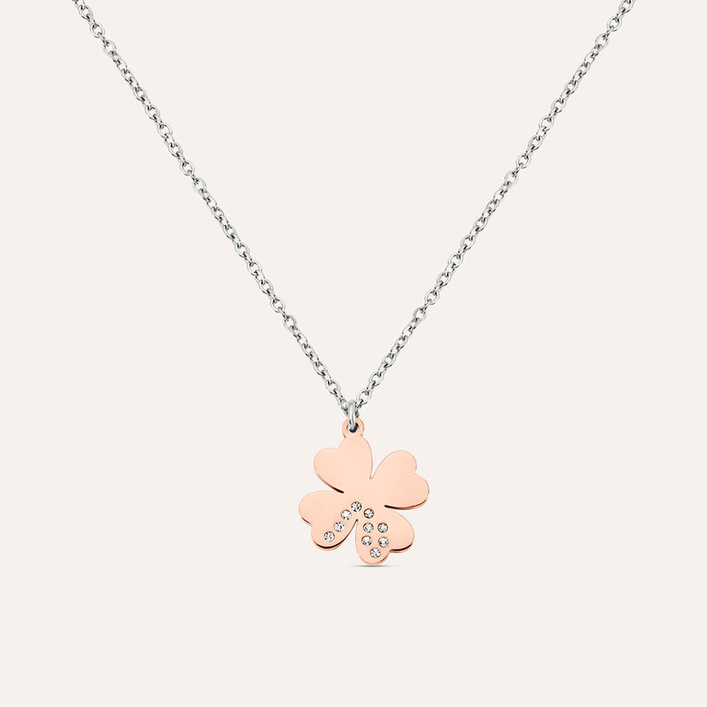 Collana Sunrise Acciaio Bicolore Bianco / Rosa Cristallo - Spannringe Damen | OROVIVO