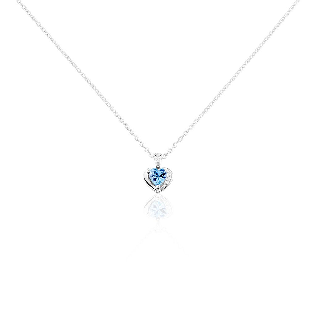ARIDA HERZ 1 Damen Collier Silber 925 Spinell Himmelblau 0,15 ct Herz B 1,2 mm