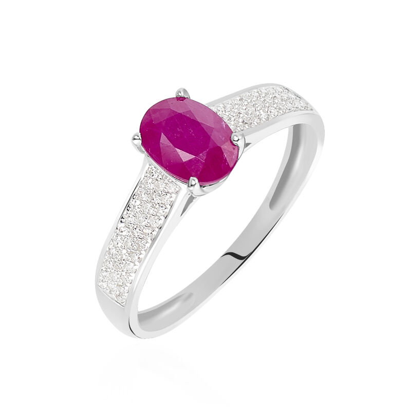 Bague Crista Or Blanc Rubis Et Diamant - Spannringe Damen | OROVIVO