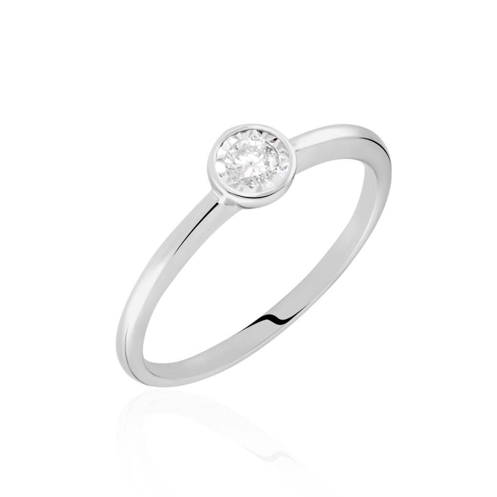 Damen Ring Weißgold 375 Diamant 0,11ct Bezel  - Verlobungsringe Damen | OROVIVO