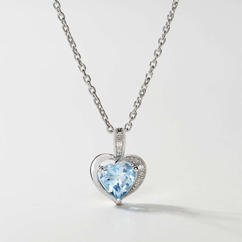 Damen Collier Silber 925 Topas Blau 0,98ct Herz Arida Herz 1 - Halsketten Damen | OROVIVO