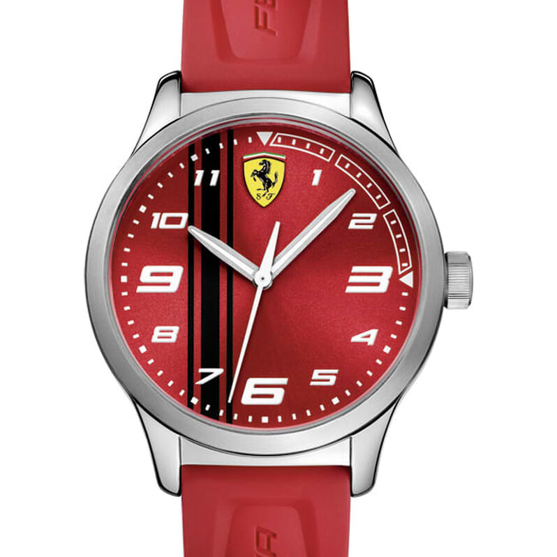 Pitlane - Orologio da polso solo tempo con cassa in acciaio e cinturino in silicone rosso e quadrante rosso - Spannringe Herren | OROVIVO