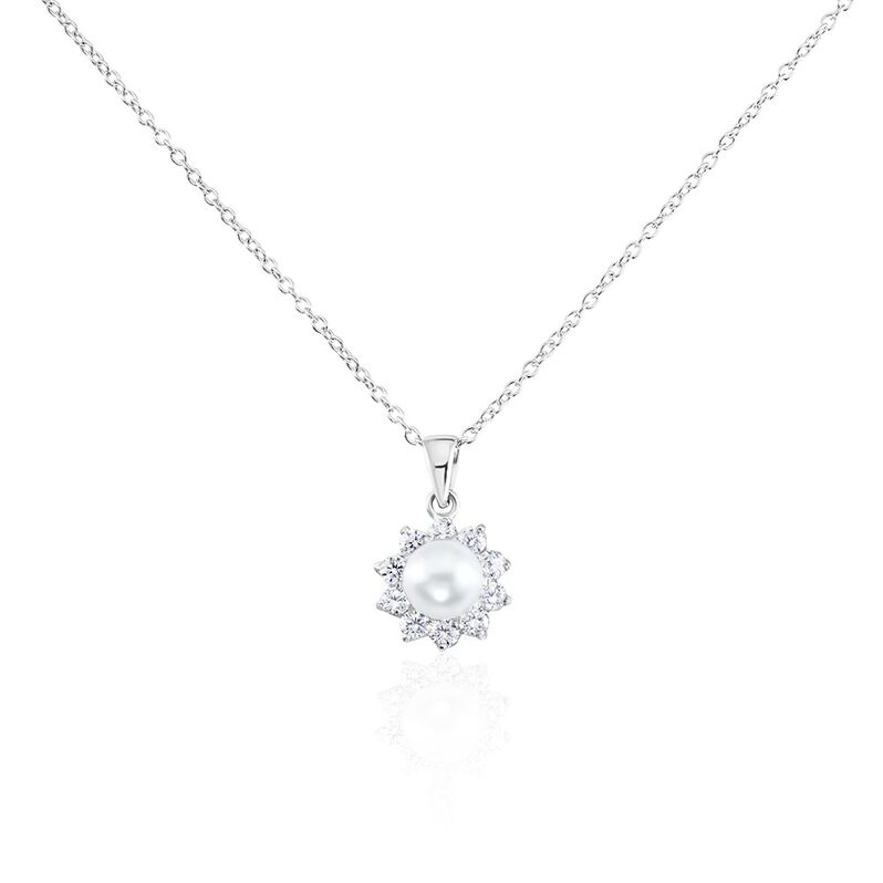 Collier Argent Weiss Cheri Perle De Culture Oxydes De Zirconium - Spannringe Damen | OROVIVO
