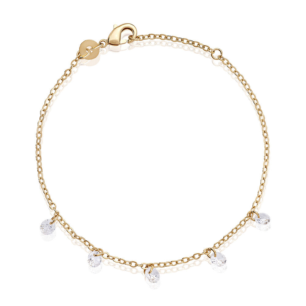 🦚 Damen Armband Vergoldet 750 Rund Weiß Geometrisch Braelyn 1,8cm, Armband mit Stein 🦚 Damen Armband Vergoldet 750 Rund Weiß Geometrisch Braelyn 1,8cm, Armband mit Stein