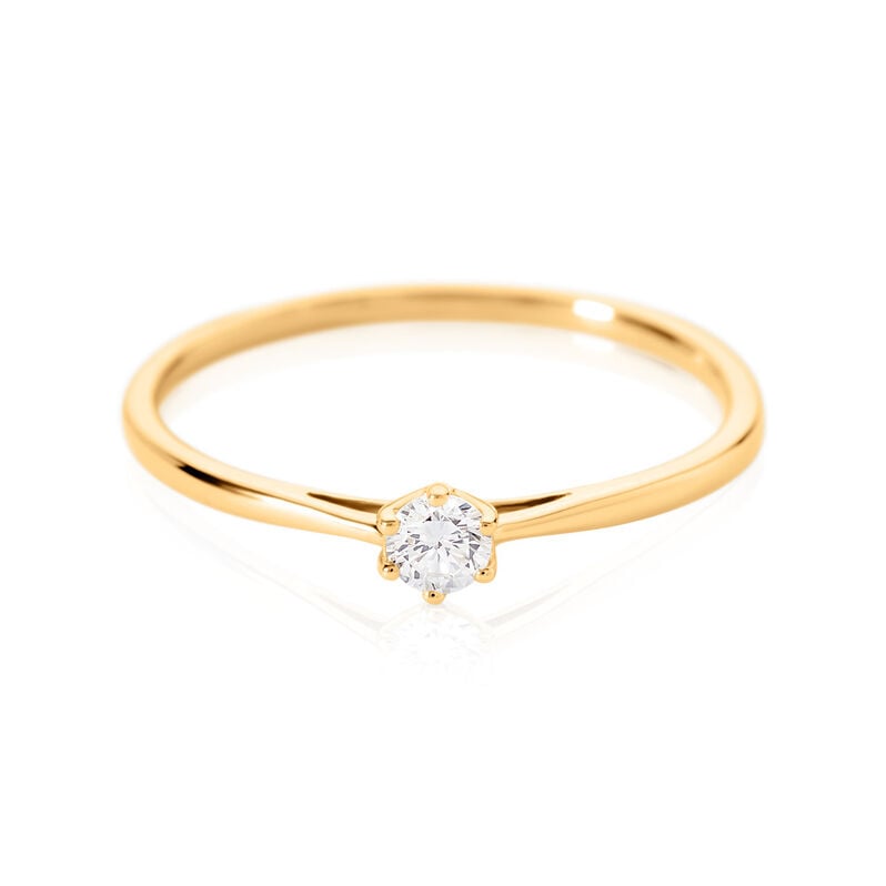 Sonate Damen Ring Gold 585 (14 Karat) Synthetischer Diamant Wei&szlig; 0,16 ct - Verlobungsringe Damen | OROVIVO