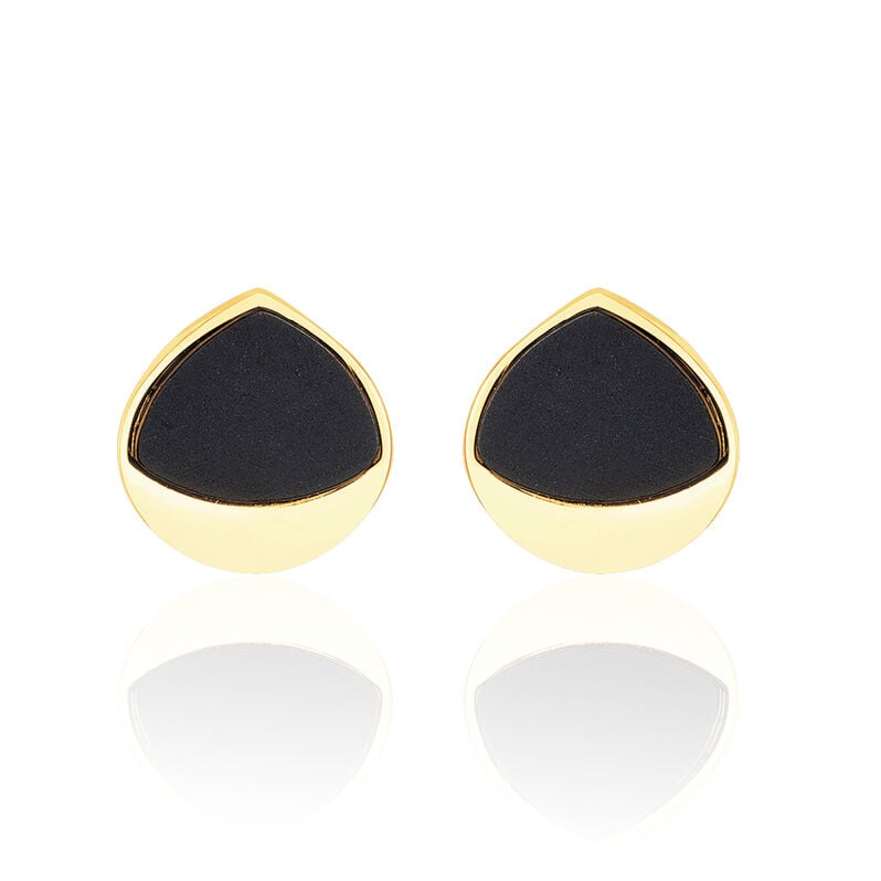 IAKKA Damen Ohrstecker Gold 375 (9 Karat) Onyx Schwarz Kreis - Ohrstecker Damen | OROVIVO