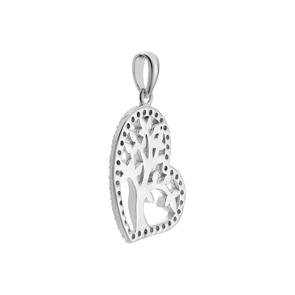 Damen Anh&auml;nger Silber Silber 925 Zirkonia Wei&szlig; Herz B 16,8 mm