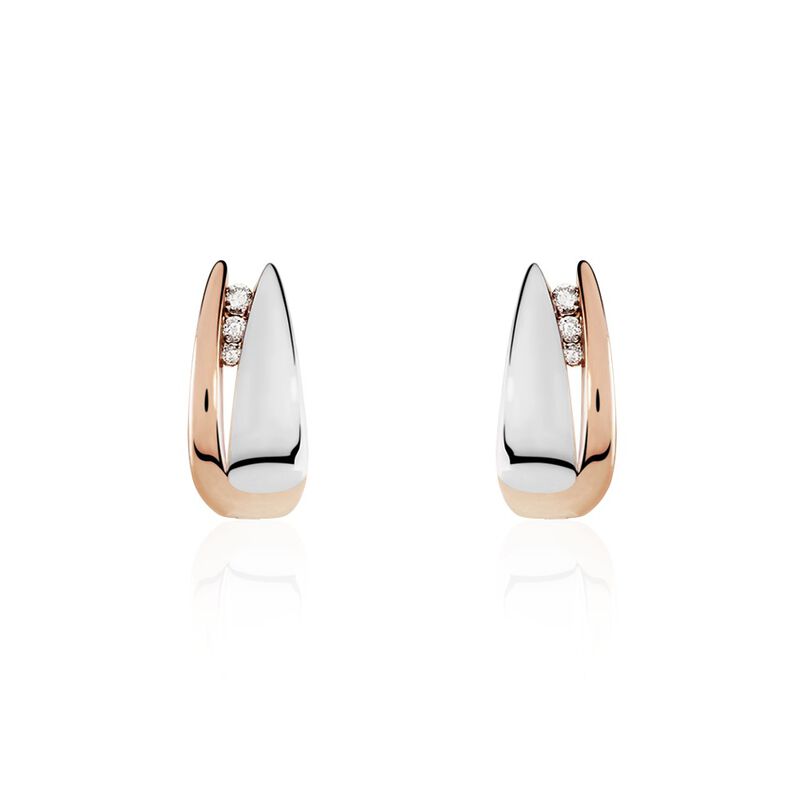 Damen Creolen Gold Bicolor Silber/Roségold 375 Diamant 0,24ct Saca  - Creolen Damen | OROVIVO