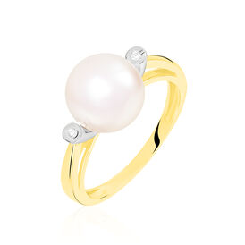 Damenring Gold 585 Bicolor Zuchtperle Diamanten - Ringe mit Stein Damen | OROVIVO