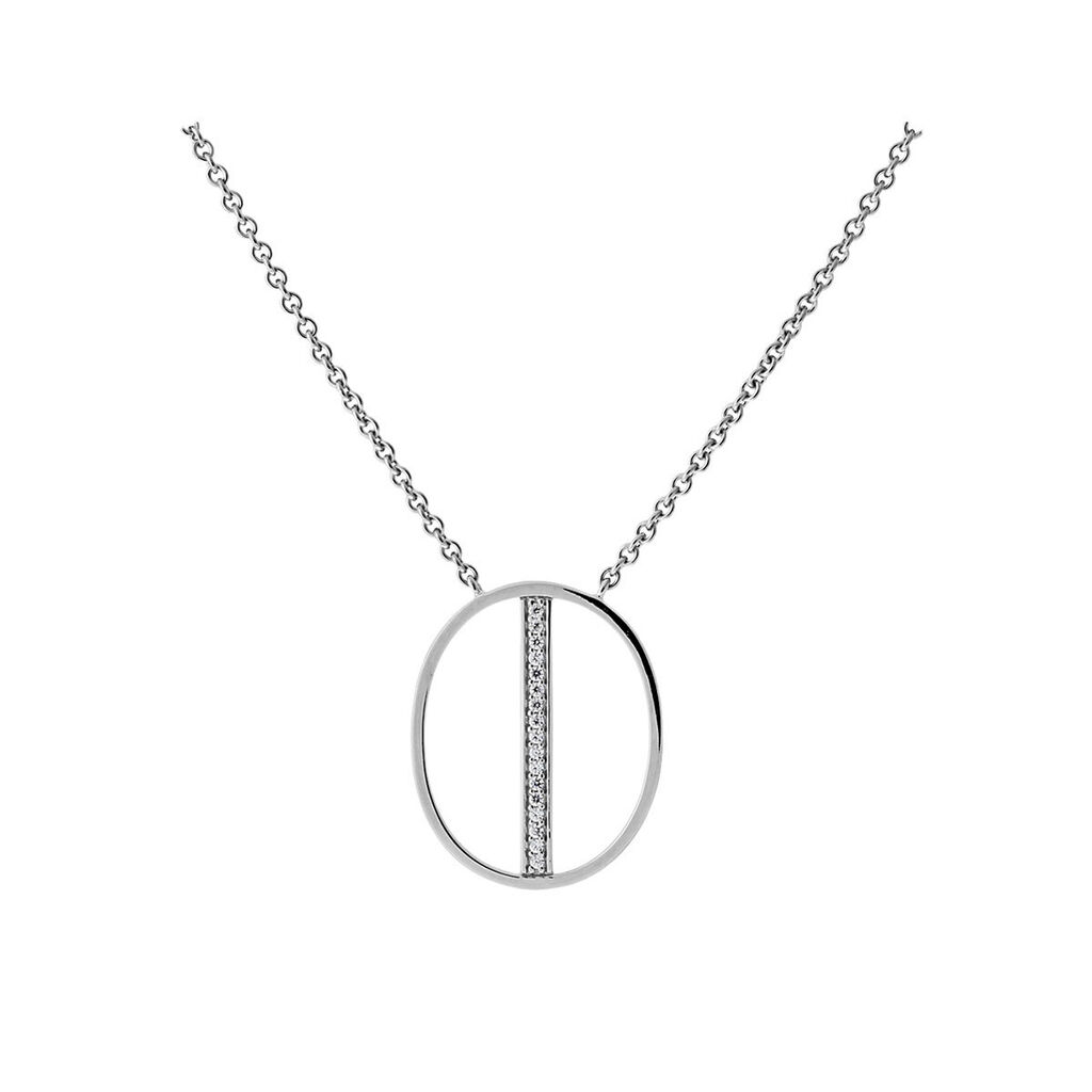 Damen Collier Silber 925 Zirkonia Wei&szlig; Kreis