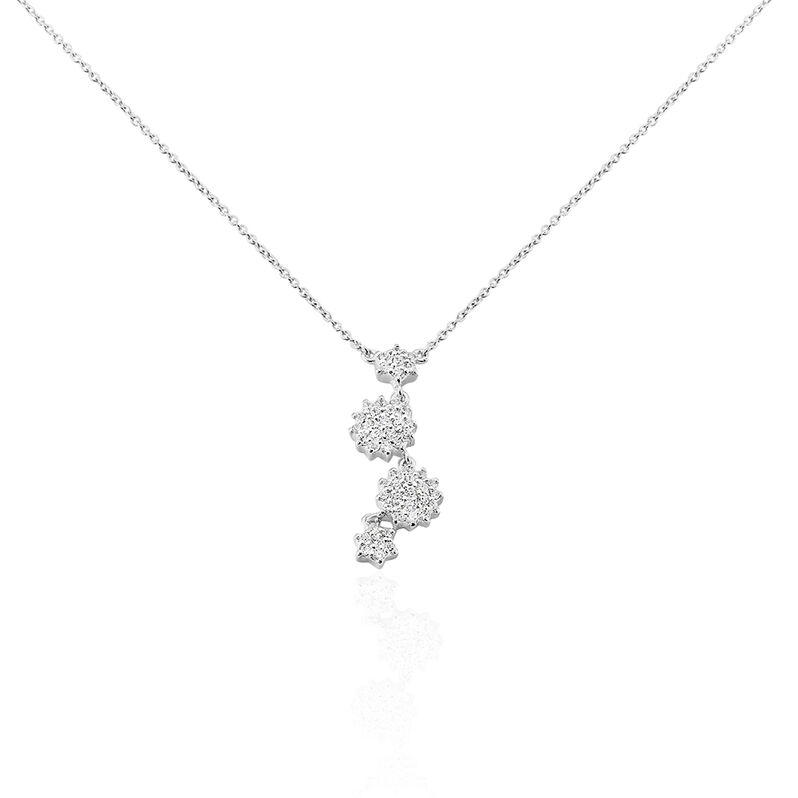 PARISA Damen Collier Silber 925 Zirkonia Wei&szlig; 0,05 ct Blume - Halsketten Damen | OROVIVO