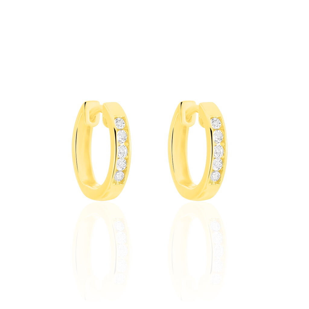 Damen Creolen Gold 375 Diamant 0,04ct 13,00mm 3,00mm  - Creolen Damen | OROVIVO