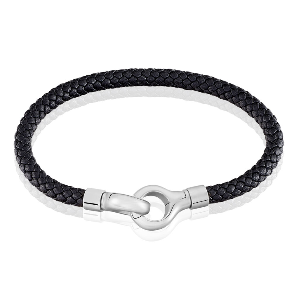 Herren Lederarmband Edelstahl Schwarz - Armbänder Herren | OROVIVO