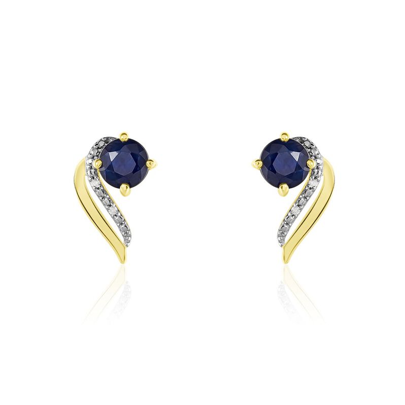 Boucles D'oreilles Puces Or Jaune Sherylan Saphir Diamants - Spannringe Damen | OROVIVO