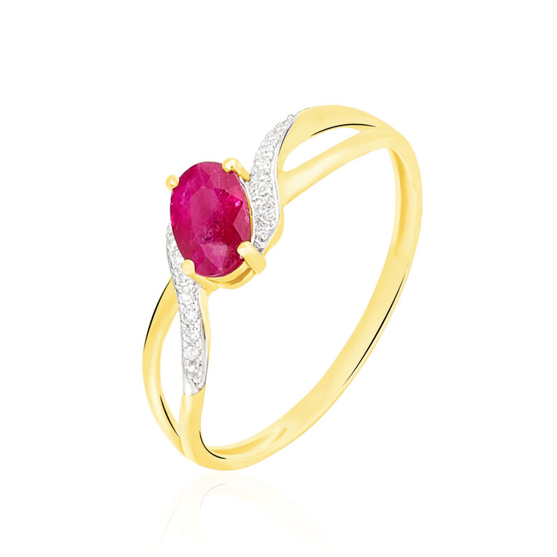 Bague Or Jaune Rubis Et Diamant - Spannringe Damen | OROVIVO
