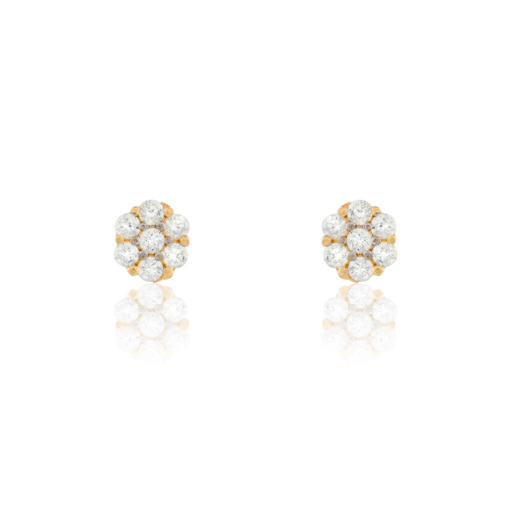 Thumbnail - Damen Ohrstecker Gold 375 Zirkonia Blume, Ohrstecker mit Stein