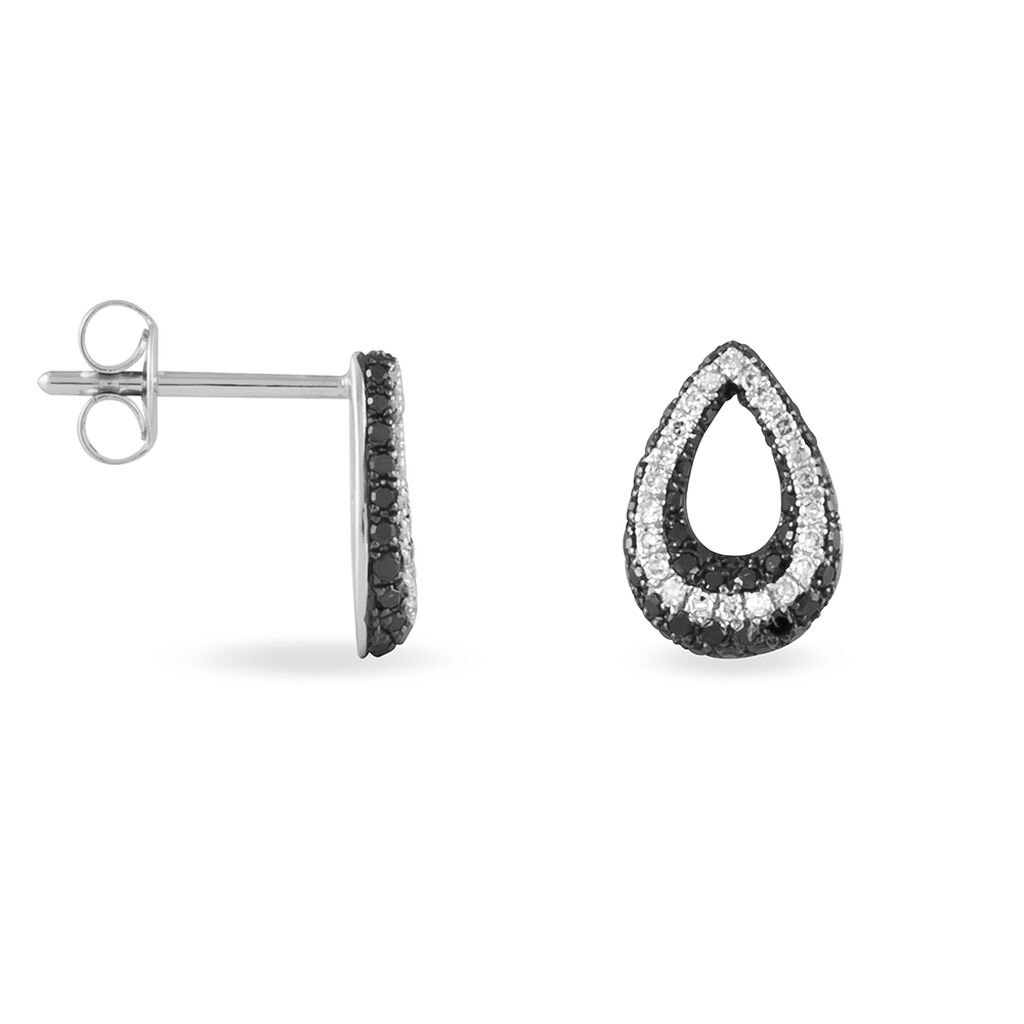 Boucles D'oreilles Puces Romaissa Or Blanc Diamant - Spannringe Damen | OROVIVO