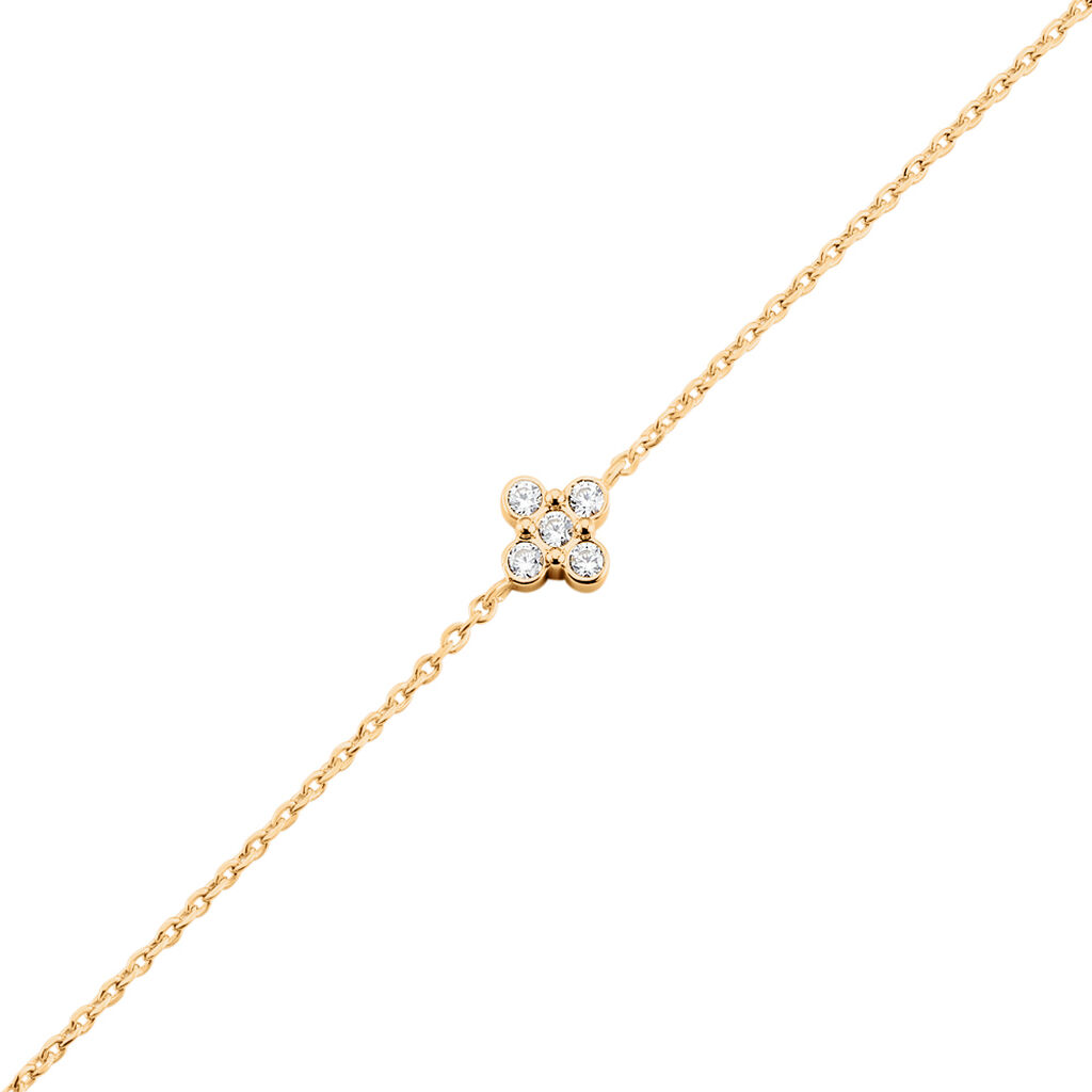 ELOVYN Damen Armband Vergoldet 750 Zirkonia Wei&szlig; Kreuz