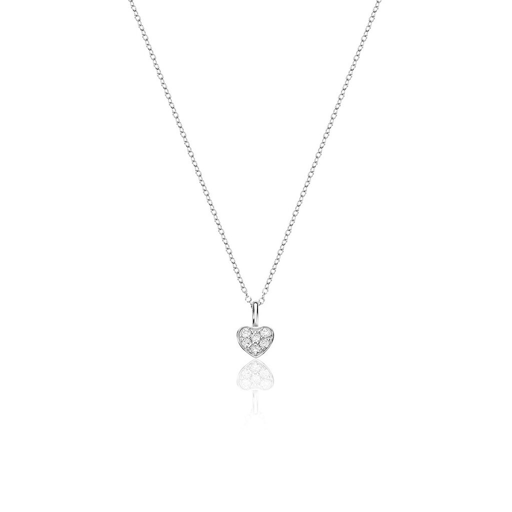 JESSICA Damen Collier Silber 925 Zirkonia Weiß 0,35 ct Herz, Collier mit Stein