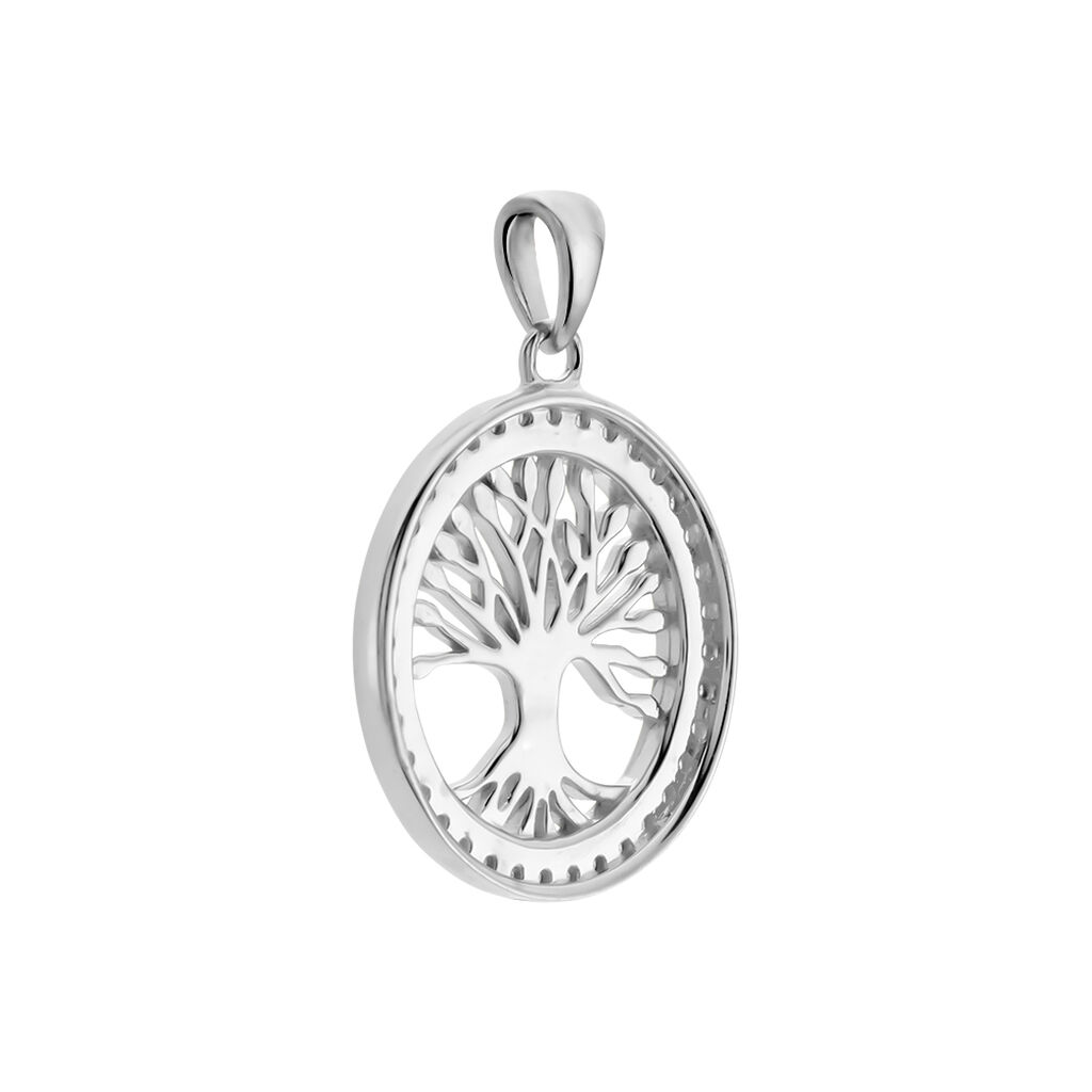 Damen Anh&auml;nger Silber Bicolor Gold/Silber 925 Zirkonia Wei&szlig; Baum B 20,2 mm