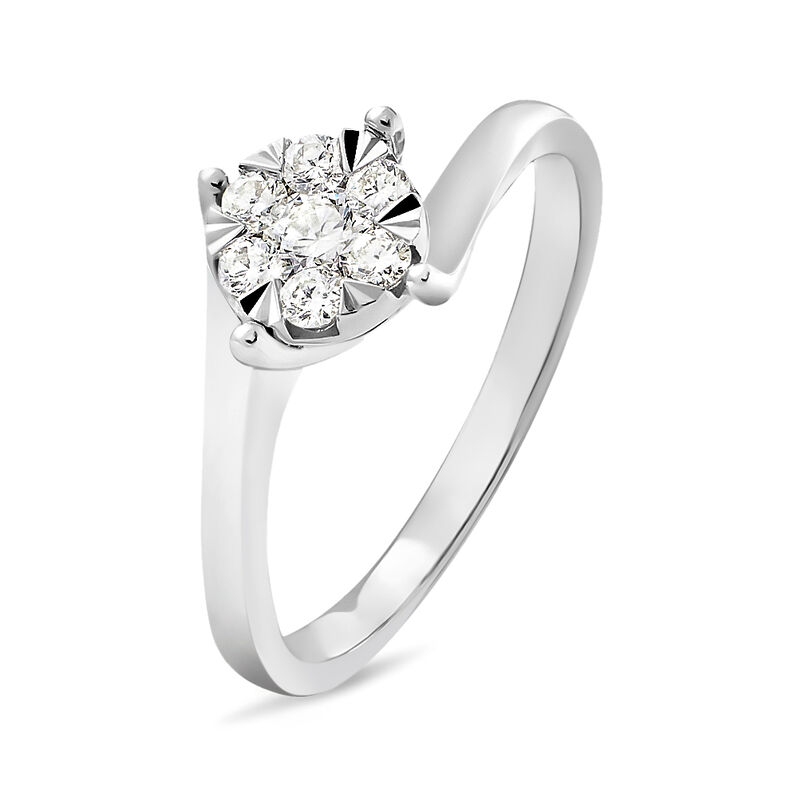 Anello Solitario Petali Oro Bianco Diamante - Spannringe Damen | OROVIVO