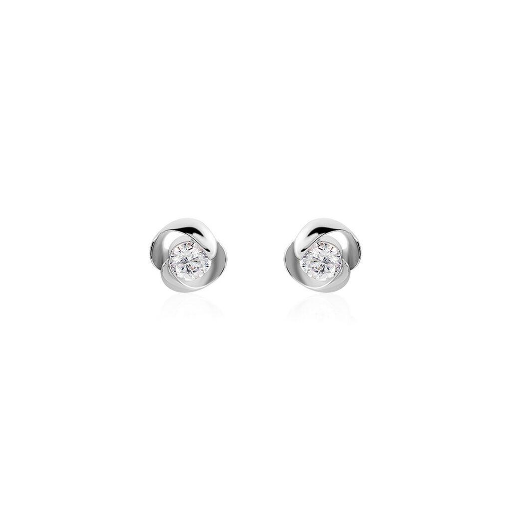 LUCY Damen Ohrstecker Silber 925 Zirkonia Weiß 0,81 ct Blume, Ohrstecker mit Stein