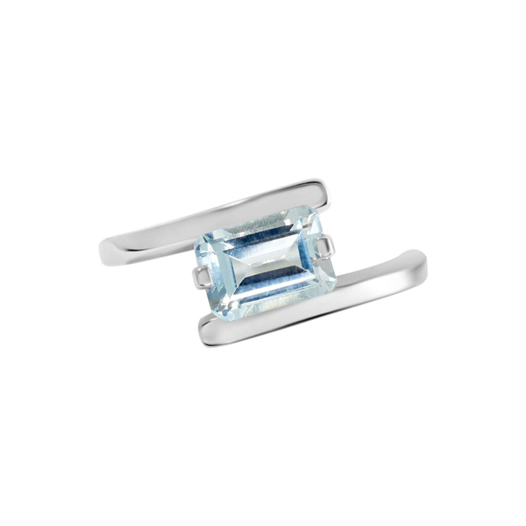 Damen Ring Silber Silber 925 Topas Blau 1,25ct Achteck Sineva  - Hochzeitsringe Damen | OROVIVO