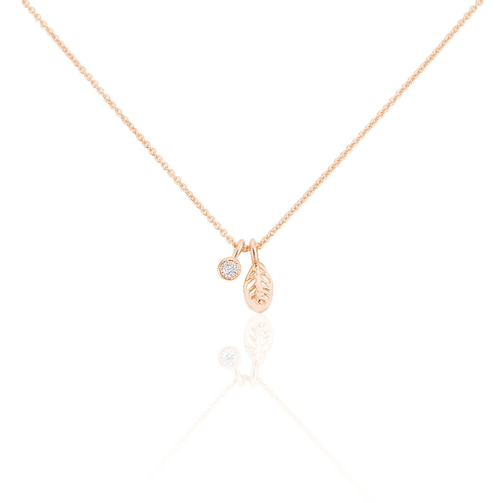 Damen Collier Silber rosevergoldet 925 Zirkonia Blatt Vojna - Halsketten Damen | OROVIVO