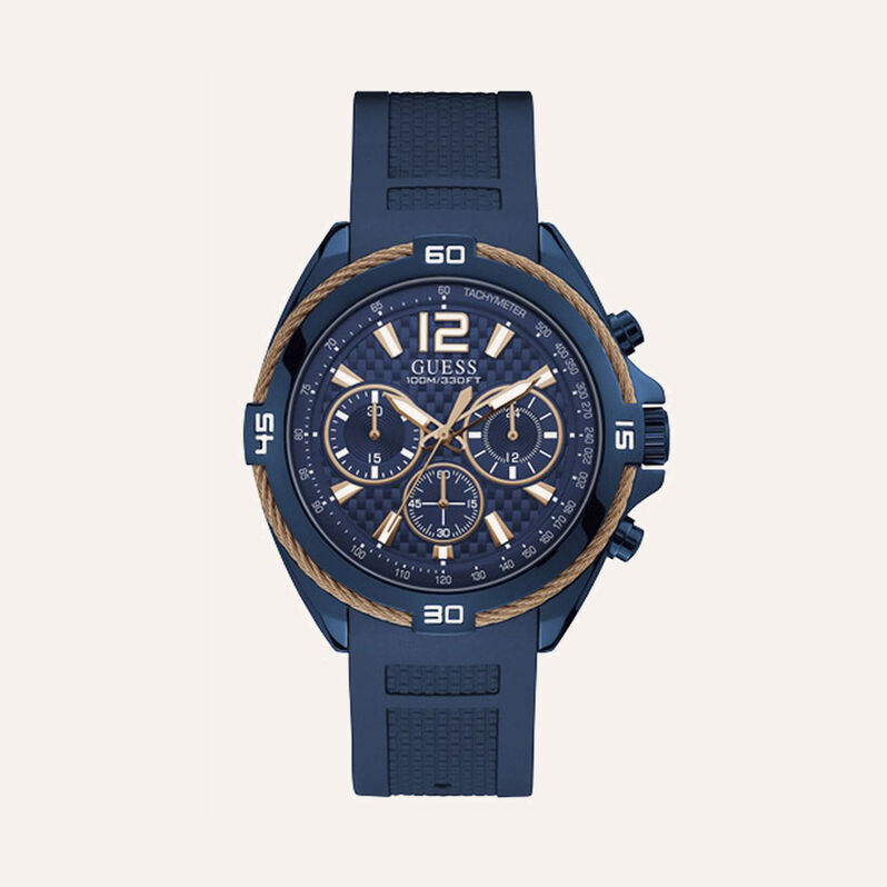 Orologio Cronografo Uomo Guess Surge quadrante blu W1168G4-RE21 - Spannringe Herren | OROVIVO