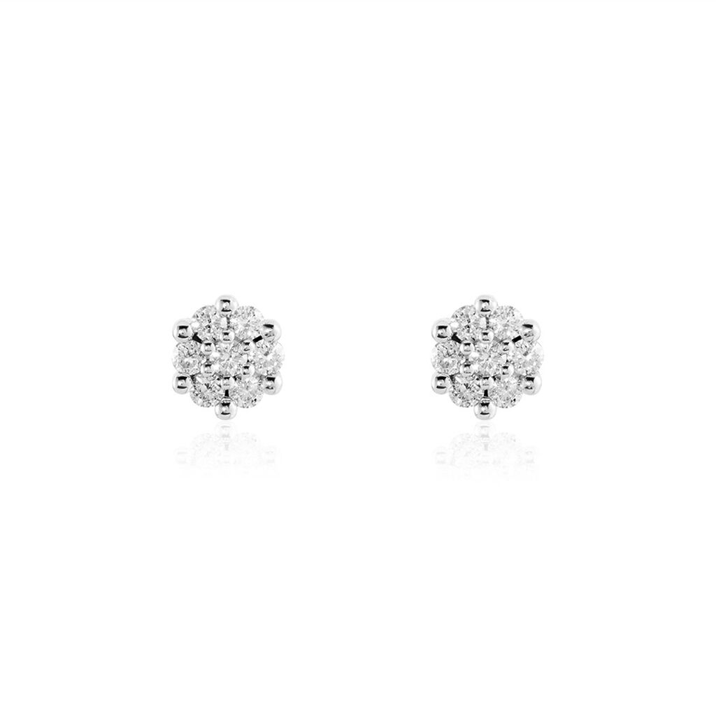 CAROCLA Damen Ohrstecker Wei&szlig;gold 750 (18 Karat) Diamant Wei&szlig; 0,25 ct