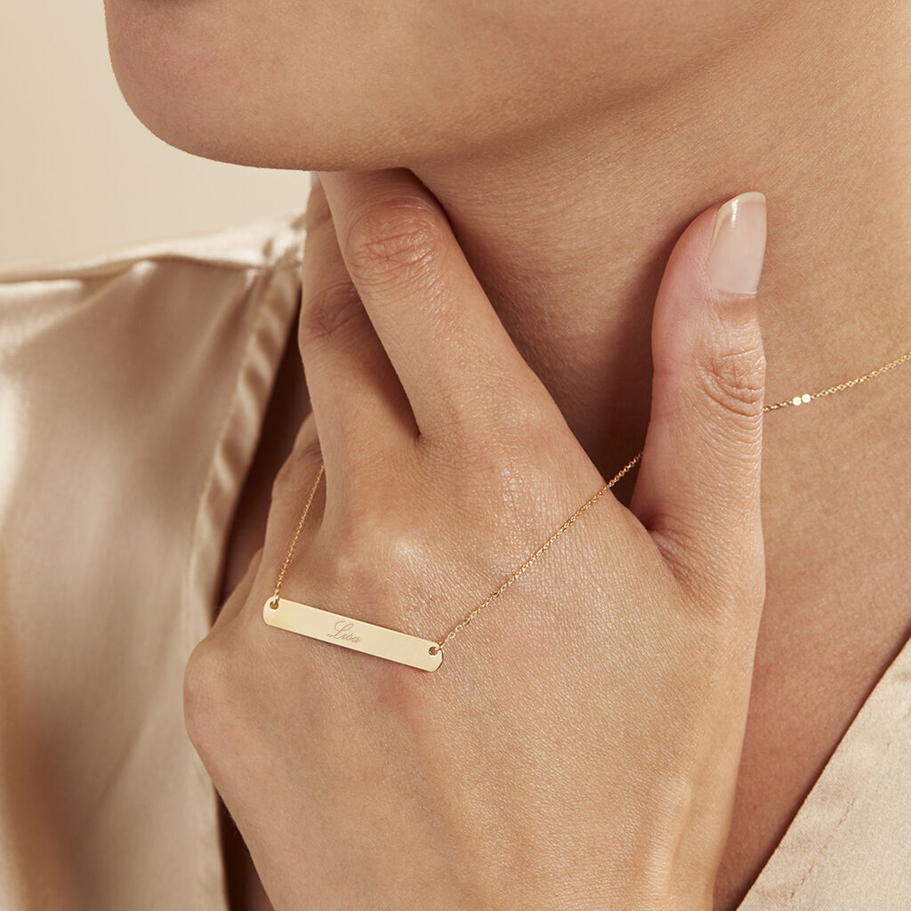Damen Halskette Gold 375 Balken gravierbar Esja - Halsketten Damen | OROVIVO