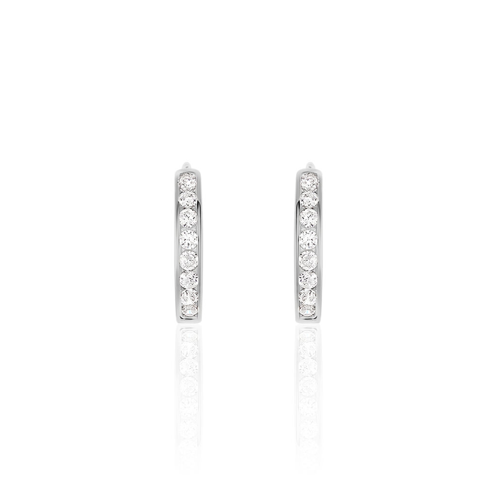 ARIANE 2 Damen Creolen Wei&szlig;gold 333 (8 Karat) Zirkonia Wei&szlig;