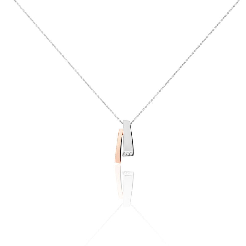 GINNA Damen Collier Silber Bicolor Silber/Ros&eacute;gold 925 Diamant Wei&szlig; 0,02 ct - Halsketten Damen | OROVIVO