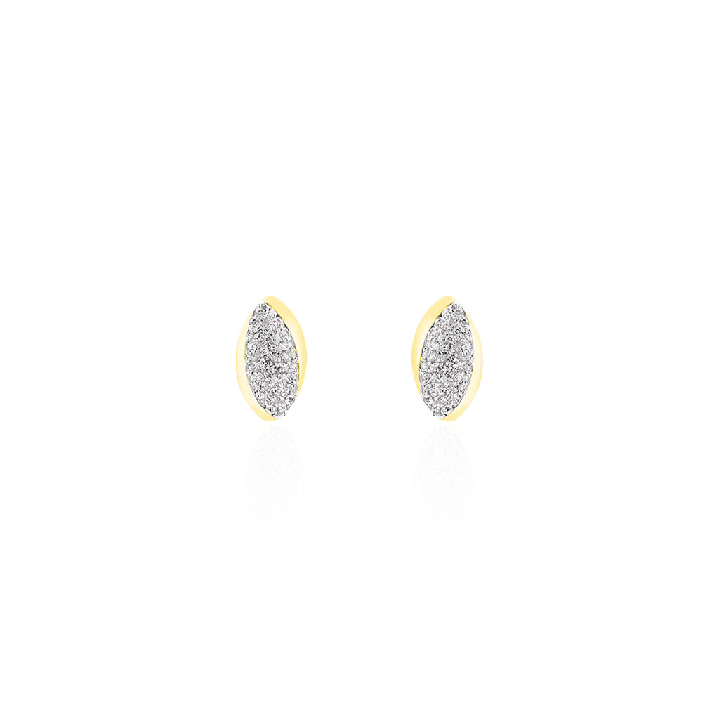 NEOLLE Damen Ohrstecker Gold 375 (9 Karat) Diamant Wei&szlig; 0,18 ct Mandel
