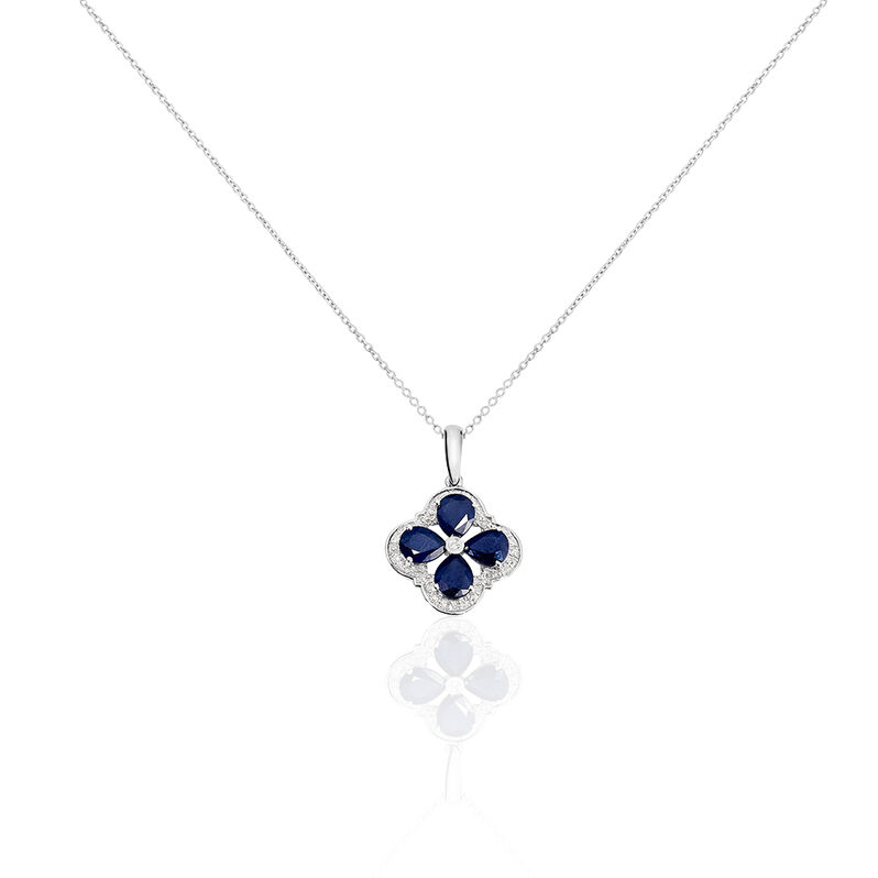 Collier Or Blanc Saphir Et Diamant - Spannringe Damen | OROVIVO