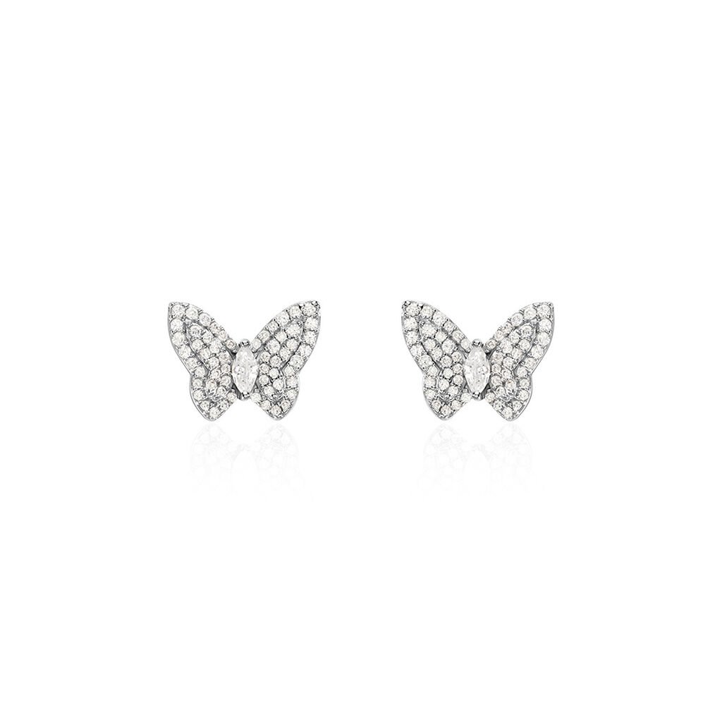 SUNA Damen Ohrstecker Silber 925 Zirkonia Weiß 0,23 ct Schmetterling - Ohrstecker Damen | OROVIVO