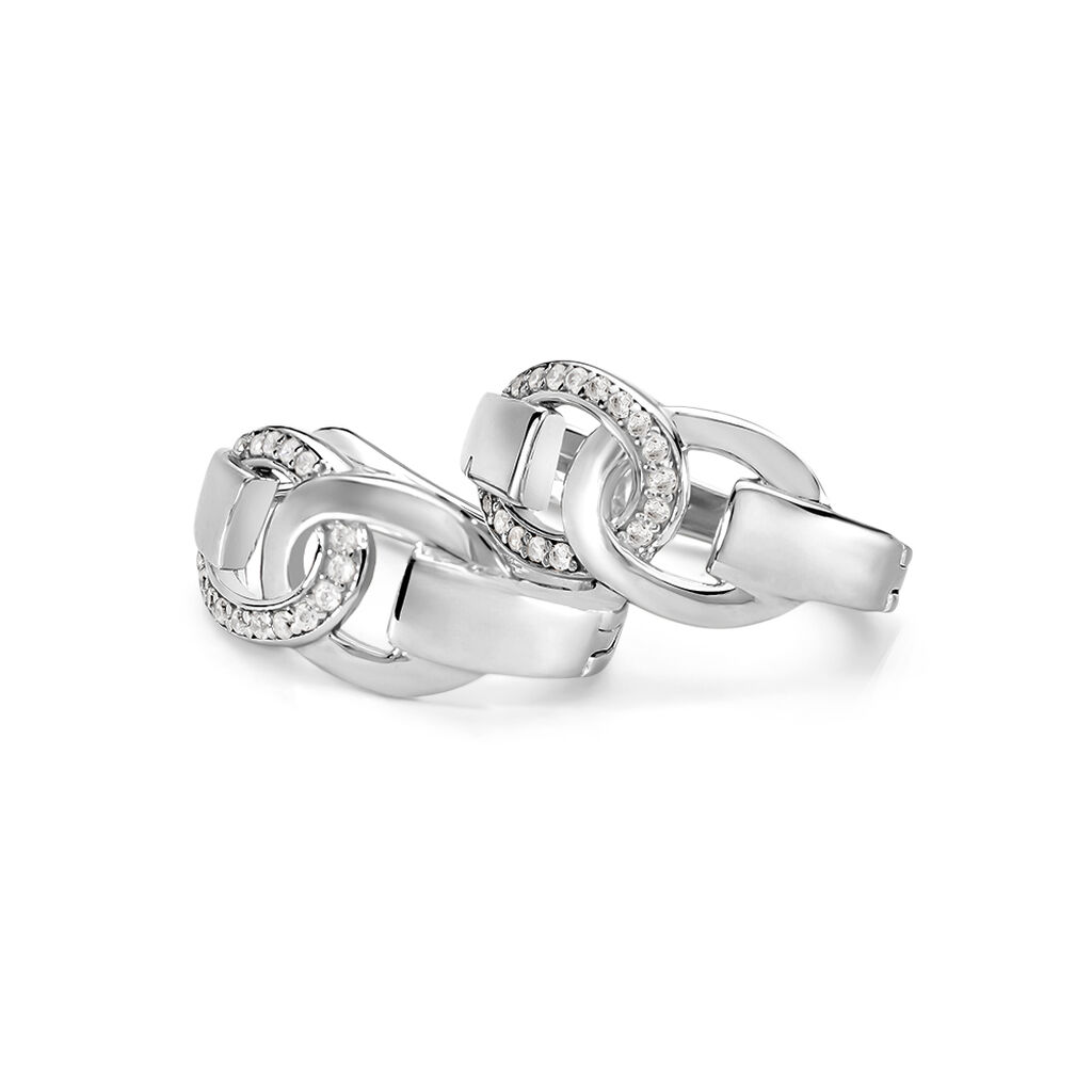 LORE Damen Creolen Silber 925 Zirkonia Weiß - Creolen Damen | OROVIVO