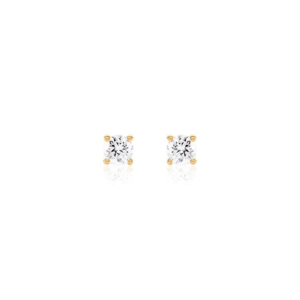 AURELA Damen Ohrstecker Gold 585 (14 Karat) Synthetischer Diamant Weiß 0,25 ct, Ohrstecker mit Stein