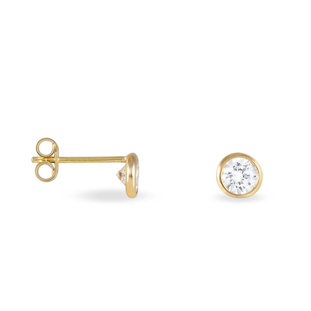 Damen Ohrstecker Gold 375 Zirkonia Elda Fassung Zarge  - Ohrstecker Damen | OROVIVO