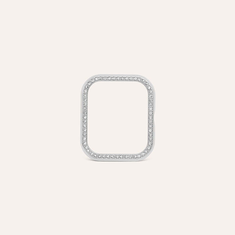 Cover in Plastica Argentata con Cristalli Bianchi Compatibile con Stroili Smartwatch Square - Spannringe Damen | OROVIVO