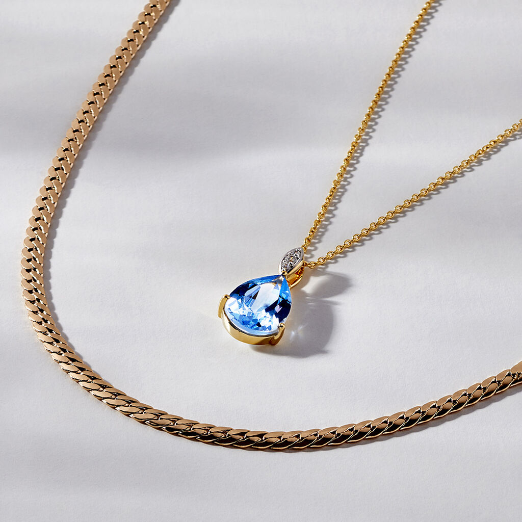 EVITTA Damen Collier Silber vergoldet 925 Andere Steine Blau 3,7 ct