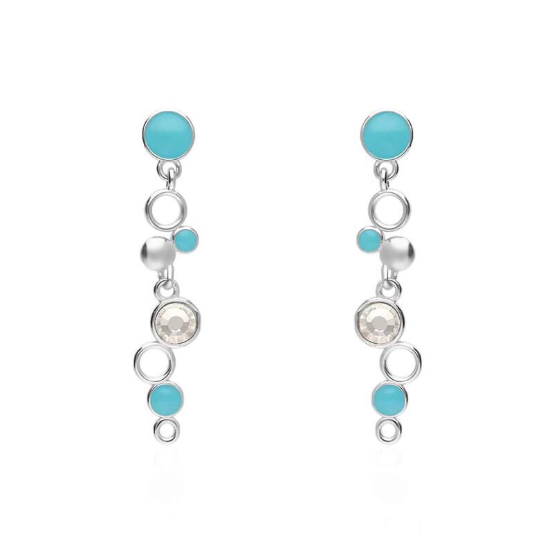 Orecchini pendenti in ottone rodiato con cristalli e smalto azzurro - Spannringe Damen | OROVIVO