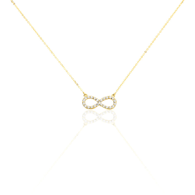KLOTHILDA Damen Collier Gold 375 (9 Karat) Zirkonia Wei&szlig; 0,07 ct Unendlichkeit - Halsketten Damen | OROVIVO